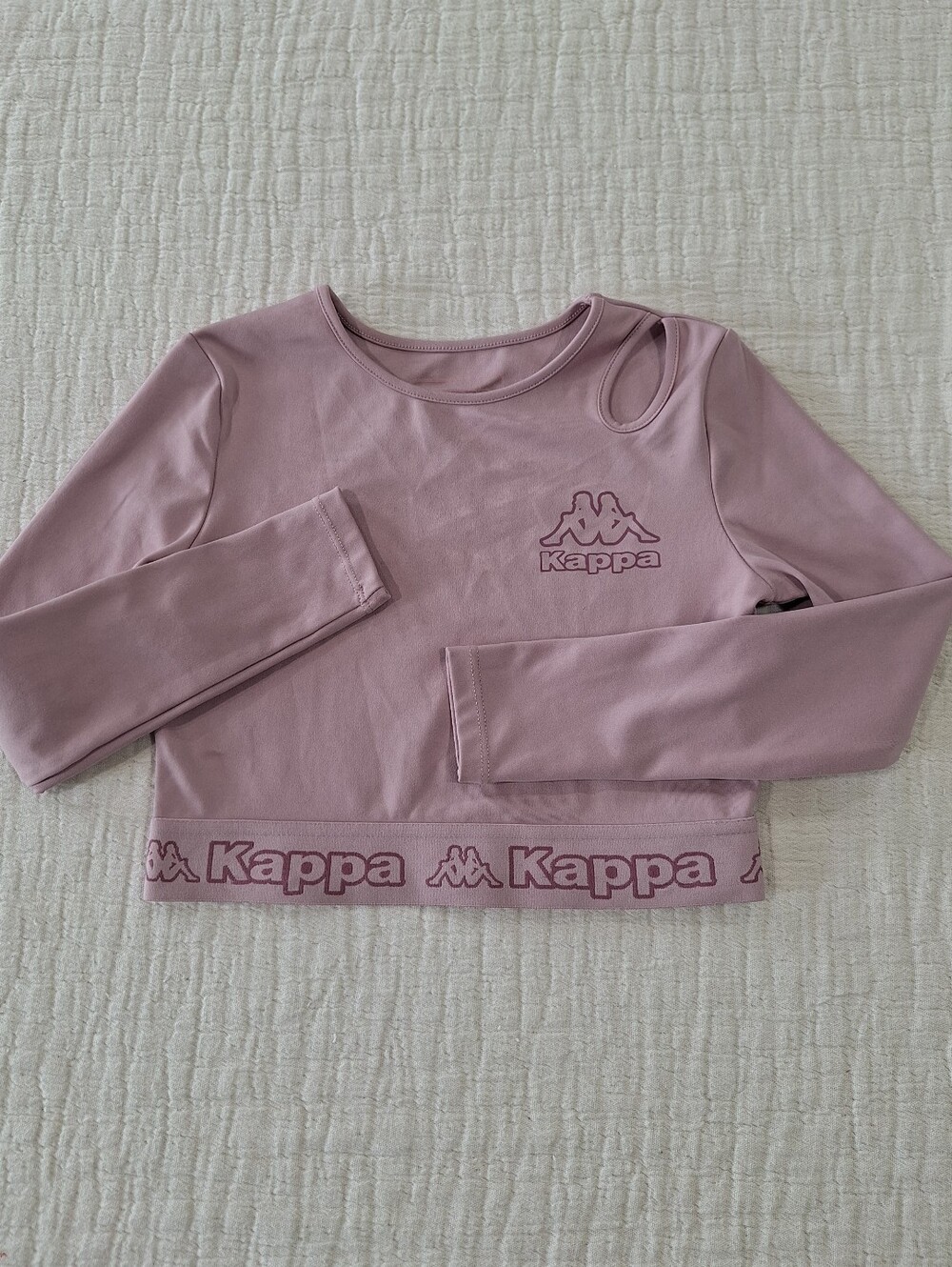 Kappa Mauve Pink Cropped Long-Sleeve Top with Shoulder Cutout